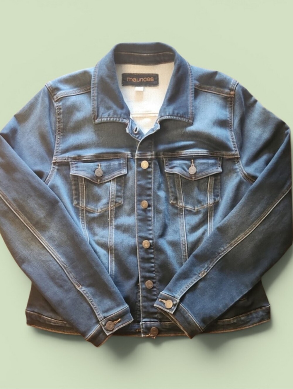 Maurices XL Classic Blue Denim Jacket Button Front Trucker Jean Jacket
